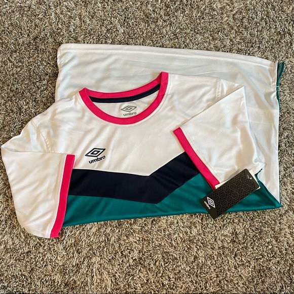 UMBRO Short Sleeve T Shirt Green Black Pink White - Picture 2 of 4